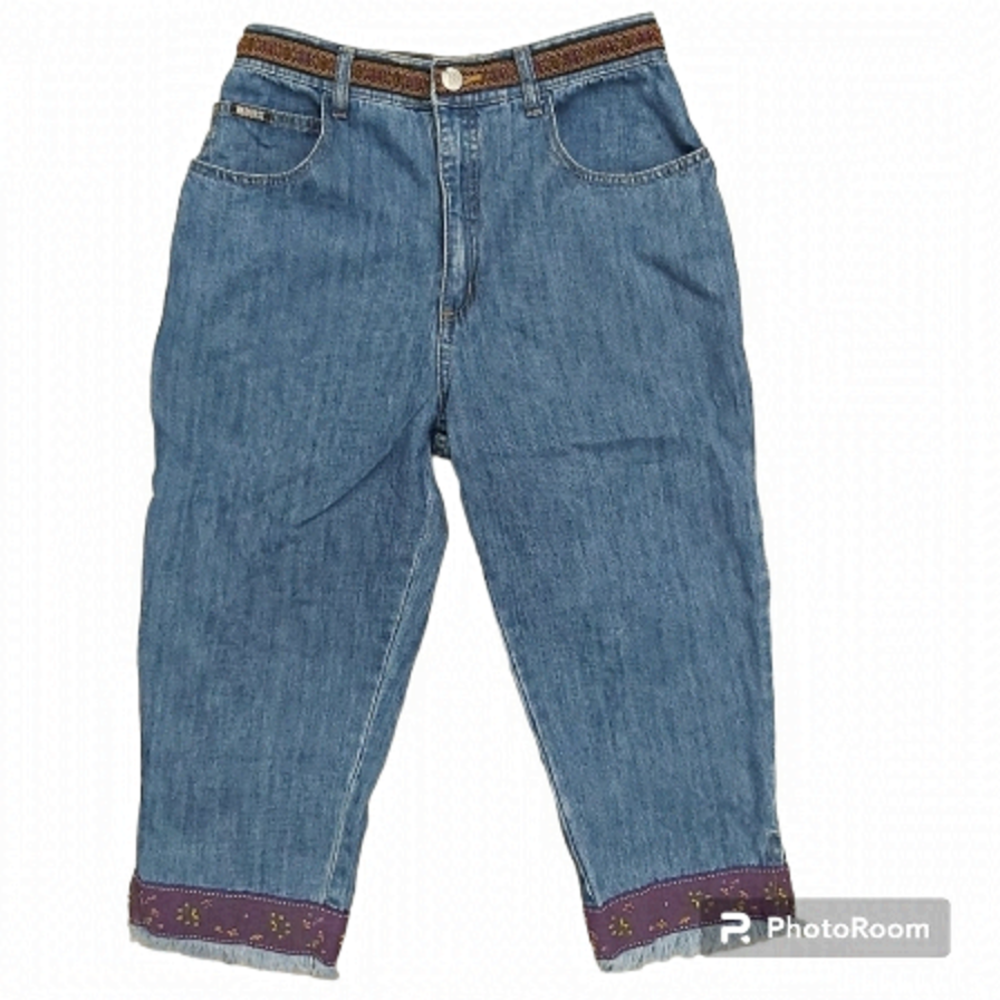 Vintage REQUEST high rise denim capri jeans boho style
